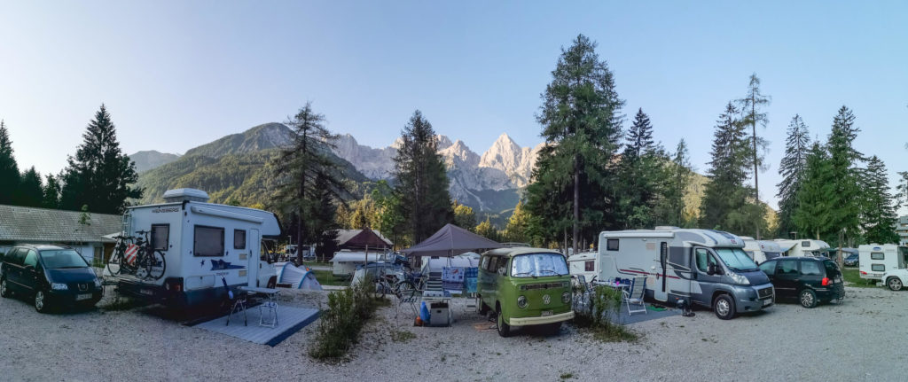 Kemp Špik Slovinsko - panorama ráno