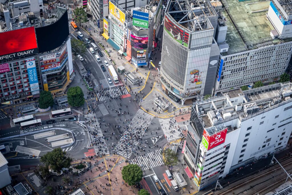Shibuya Sky a křižovatka Scramble crossing